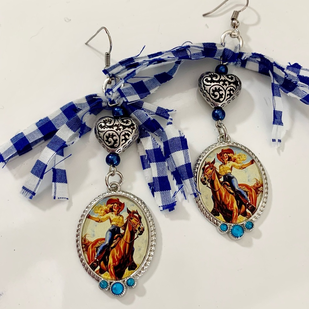 Boho Cowgirl Heart Dangle Earrings